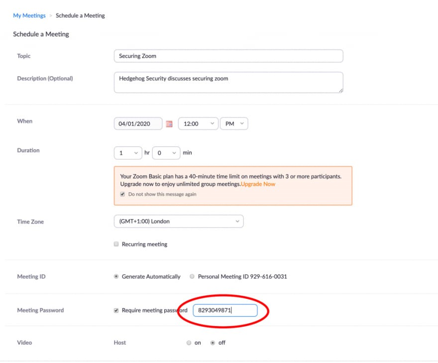 Securing Zoom - Use passwords